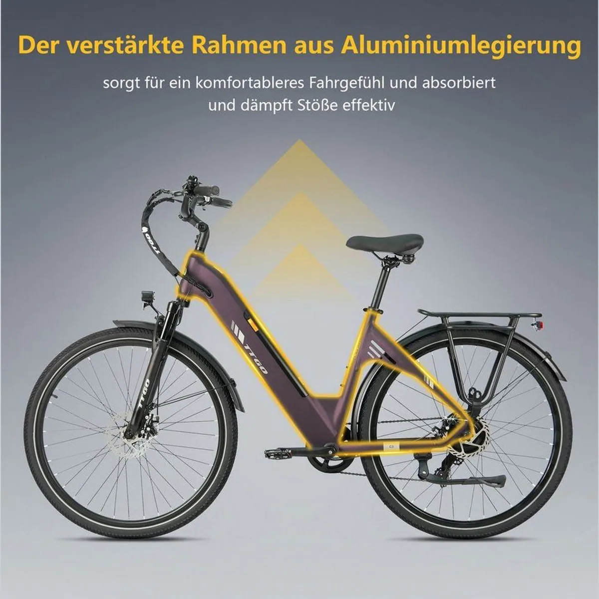 TTGO E-Bike Cityrad 28 Zoll, 120 km Reichweite, 7-Gang Shimano — leicht, robust, vielseitig 2