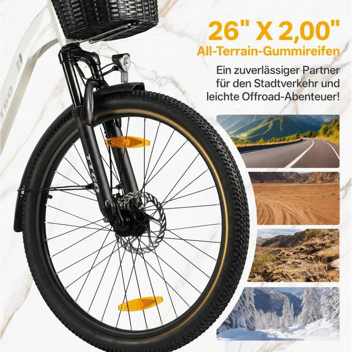 TTGO E-Bike Cityrad 26 Zoll, 80-120 km Reichweite, 7 Gang SHIMANO, komfortabel und robust 5