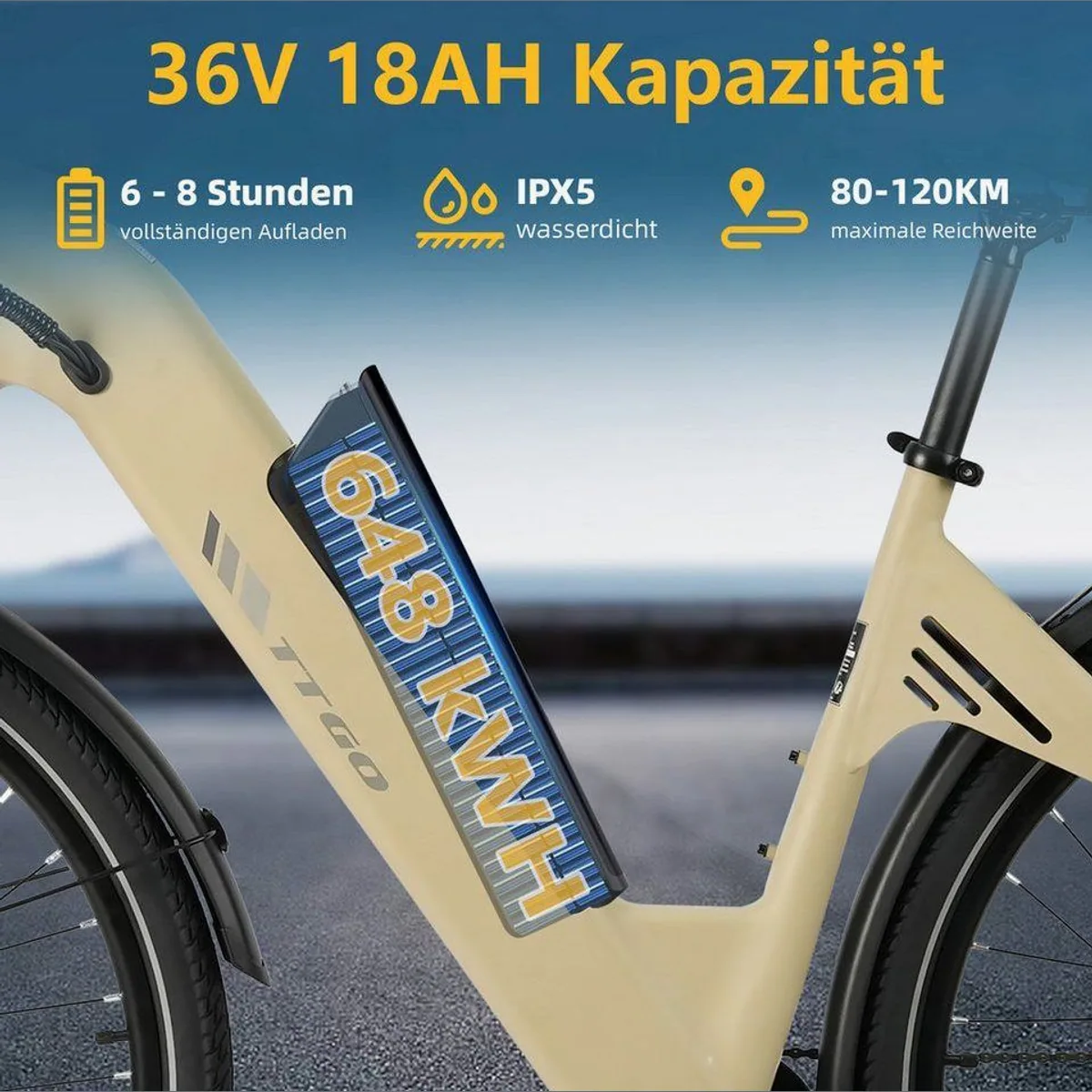 TTGO E-Bike Cityrad 28 Zoll, 120 km Reichweite, 7-Gang Shimano — ideal für Stadtfahrten 2