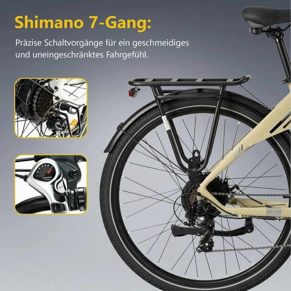 TTGO E-Bike Cityrad 28 Zoll, 120 km Reichweite, 7-Gang Shimano — ideal für Stadtfahrten 4