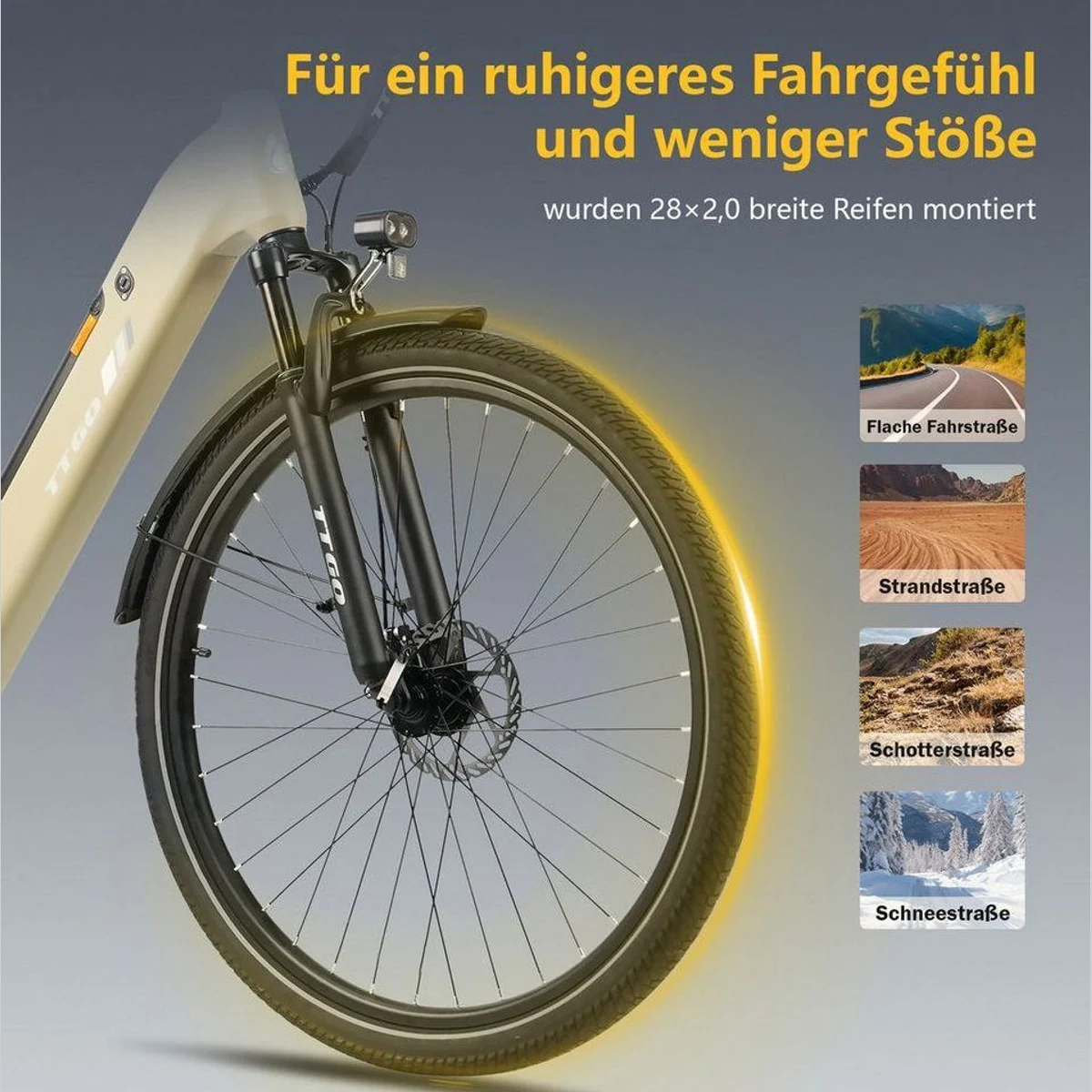TTGO E-Bike Cityrad 28 Zoll, 120 km Reichweite, 7-Gang Shimano — ideal für Stadtfahrten 5