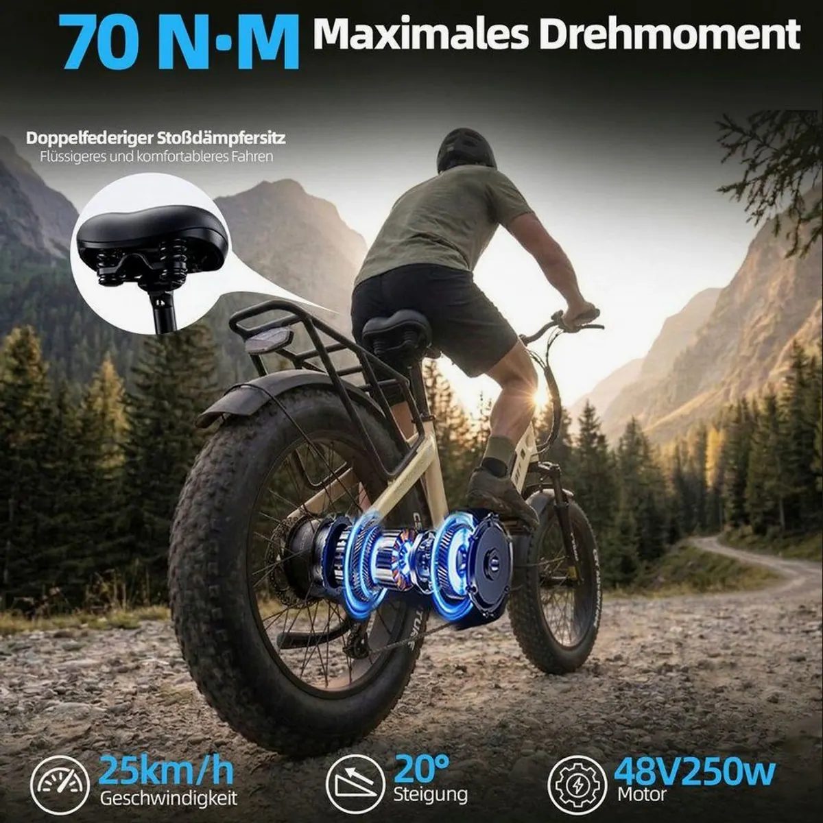 TTGO E-Bike Klapprad 20 Zoll, 70Nm Drehmoment, 140km Reichweite 3