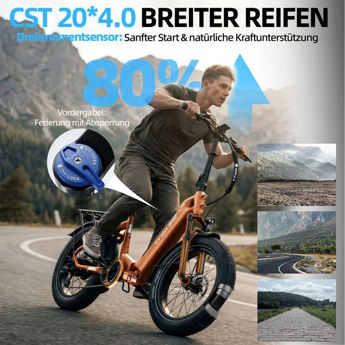 TTGO E-Bike Klapprad 20 Zoll, 70 Nm Drehmoment, 140 km Reichweite 2
