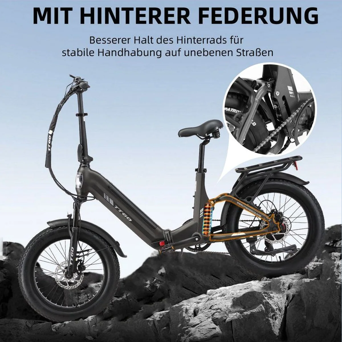 TTGO E-Bike Klapprad 20 Zoll, Vollfederung, 70Nm Drehmoment, 720Wh Akku 2