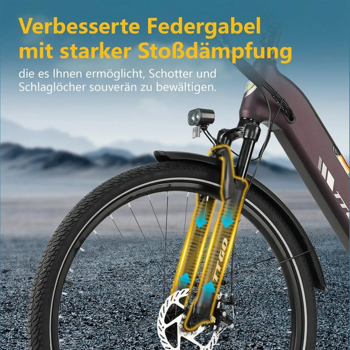 TTGO E-Bike Cityrad 28 Zoll, 150 km Reichweite, 7-Gang Shimano, 25 kg, Heckmotor 5