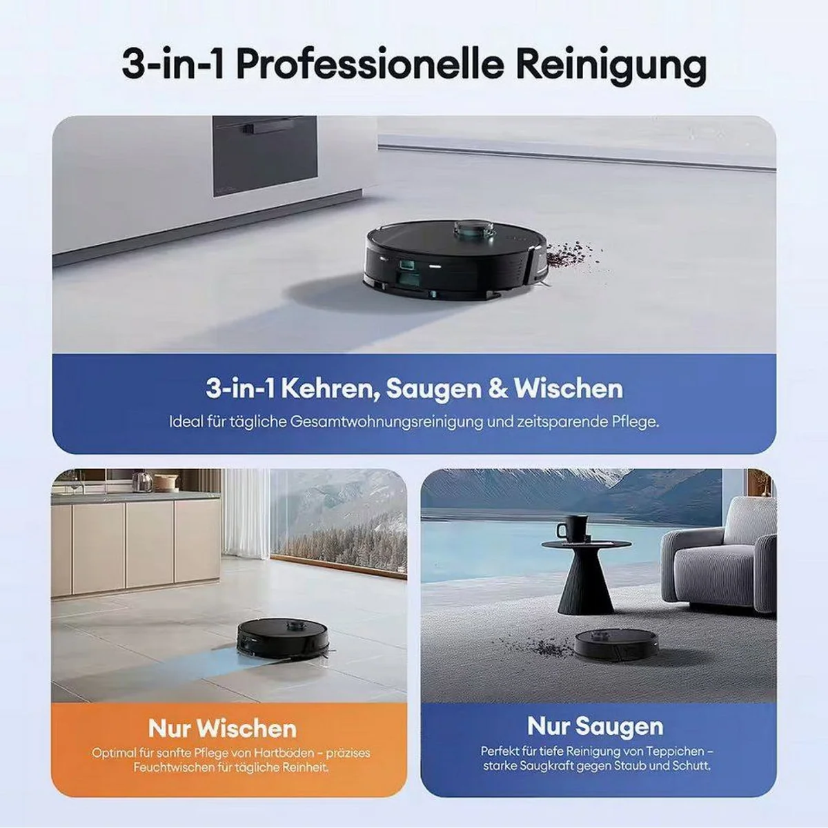 Ultenic T20Pro Nass-Trocken-Saugroboter, 8000 Pa Saugkraft, AI-Hindernisvermeidung, 200 Min Laufzeit 5