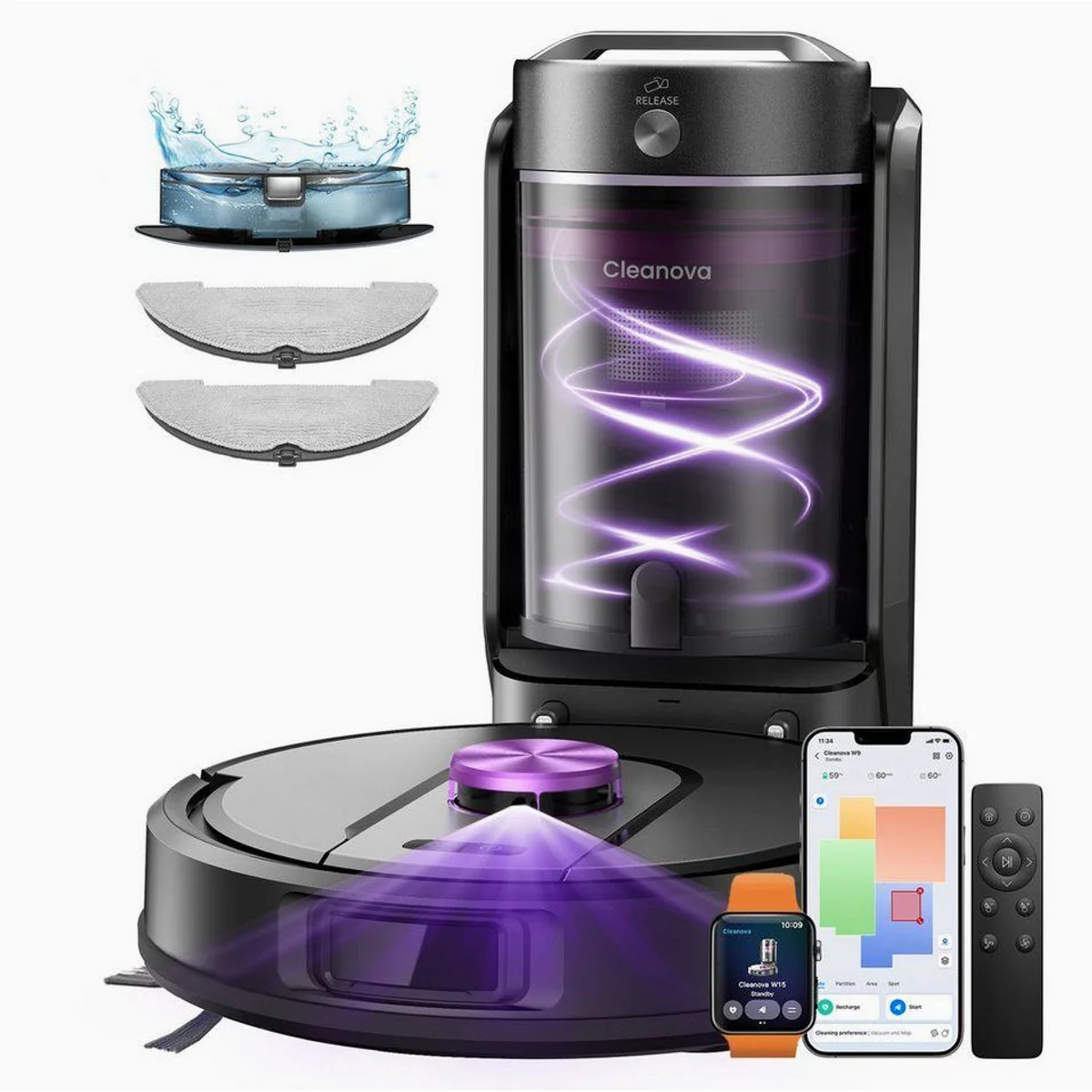 Vactidy W15 Saugroboter, 3-in-1 Reinigung, 12.000 Pa Saugkraft, 180 Min Laufzeit