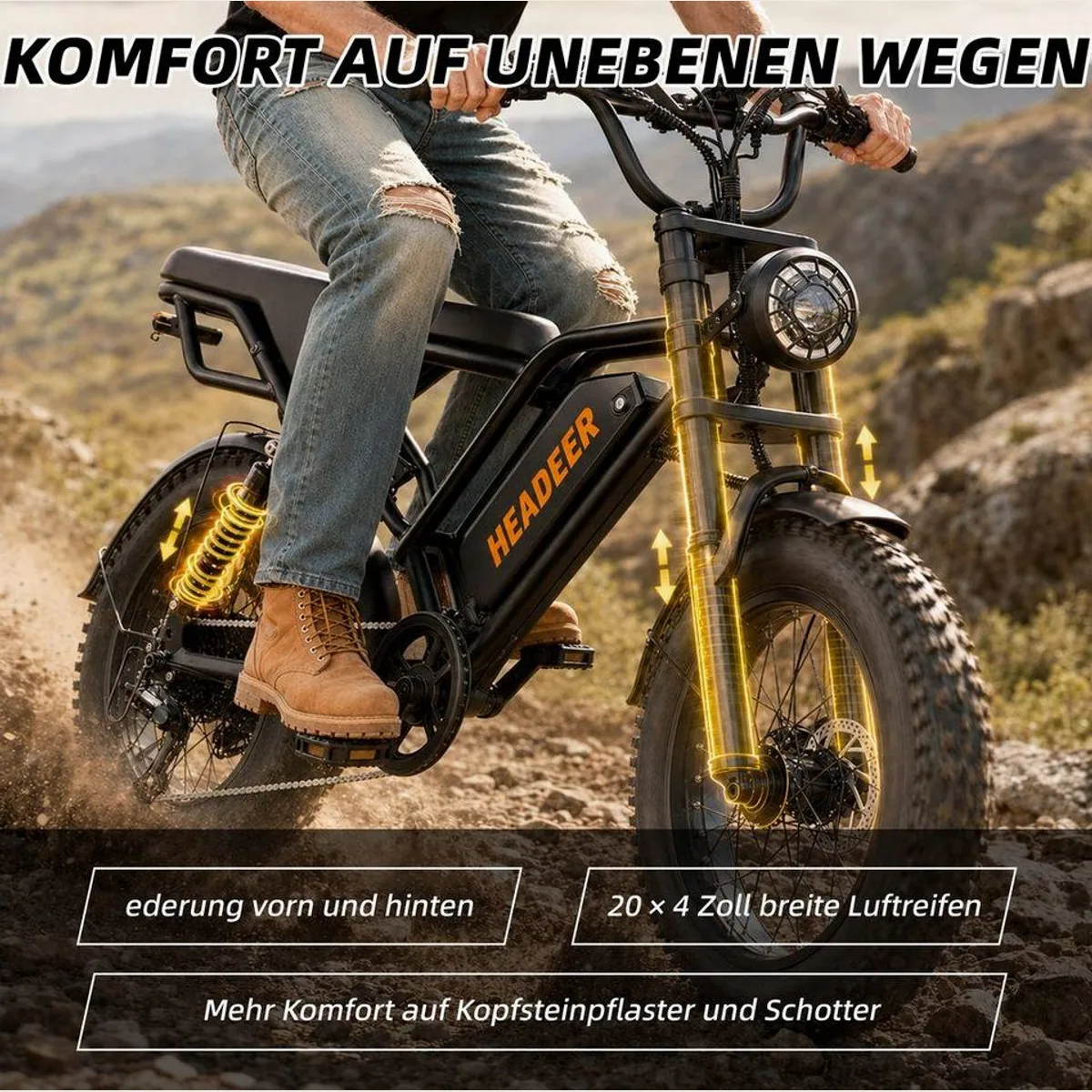 Vankel bk20 E-Fatbike, 250W Motor, 960 Wh Akku, Vollfederung 4