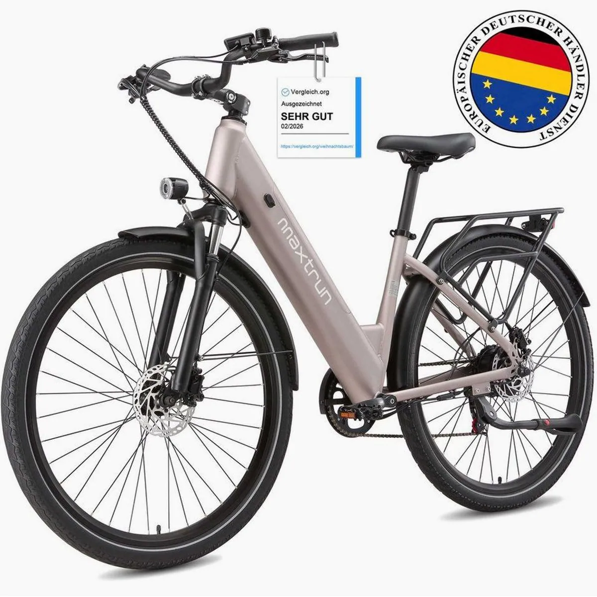 Vankel Lira City-Elektrofahrrad, 250W Motor, 140 km Reichweite, 28" pannensichere Reifen