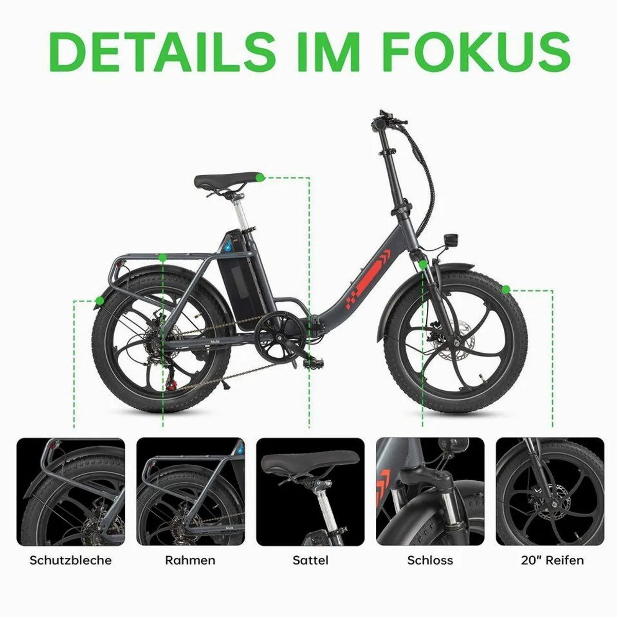 Vankel E-Bike E1, faltbar, 120 km Reichweite, 20 AH Akku — ideal für Pendler 2