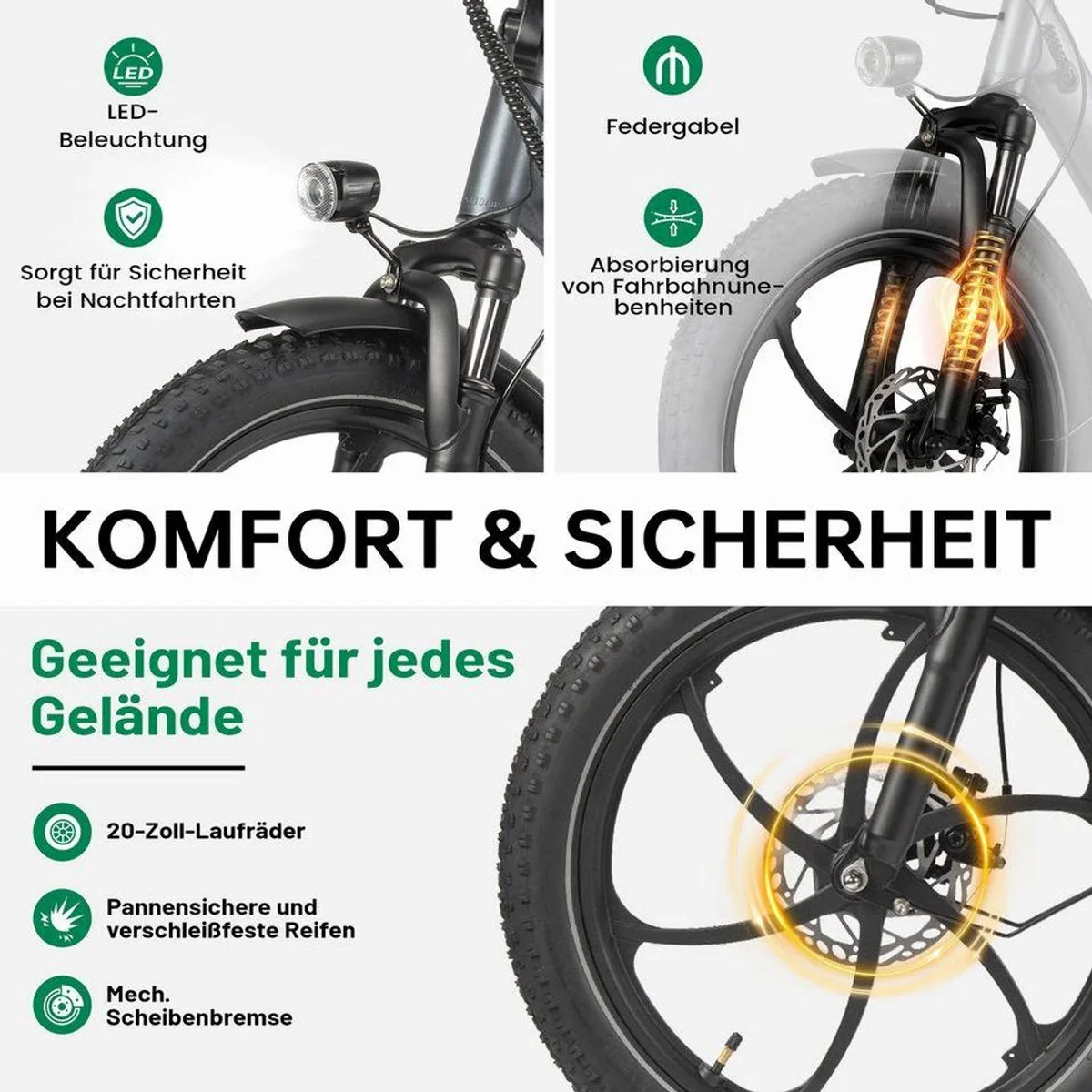 Vankel E-Bike E1, faltbar, 120 km Reichweite, 20 AH Akku — ideal für Pendler 5