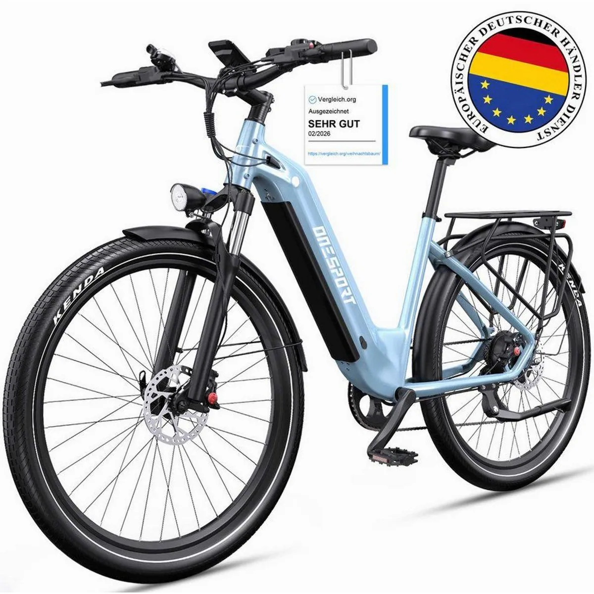 Vankel E-Citybike OT05, 655Wh Akku, 7-Gang Shimano, 250W Heckmotor