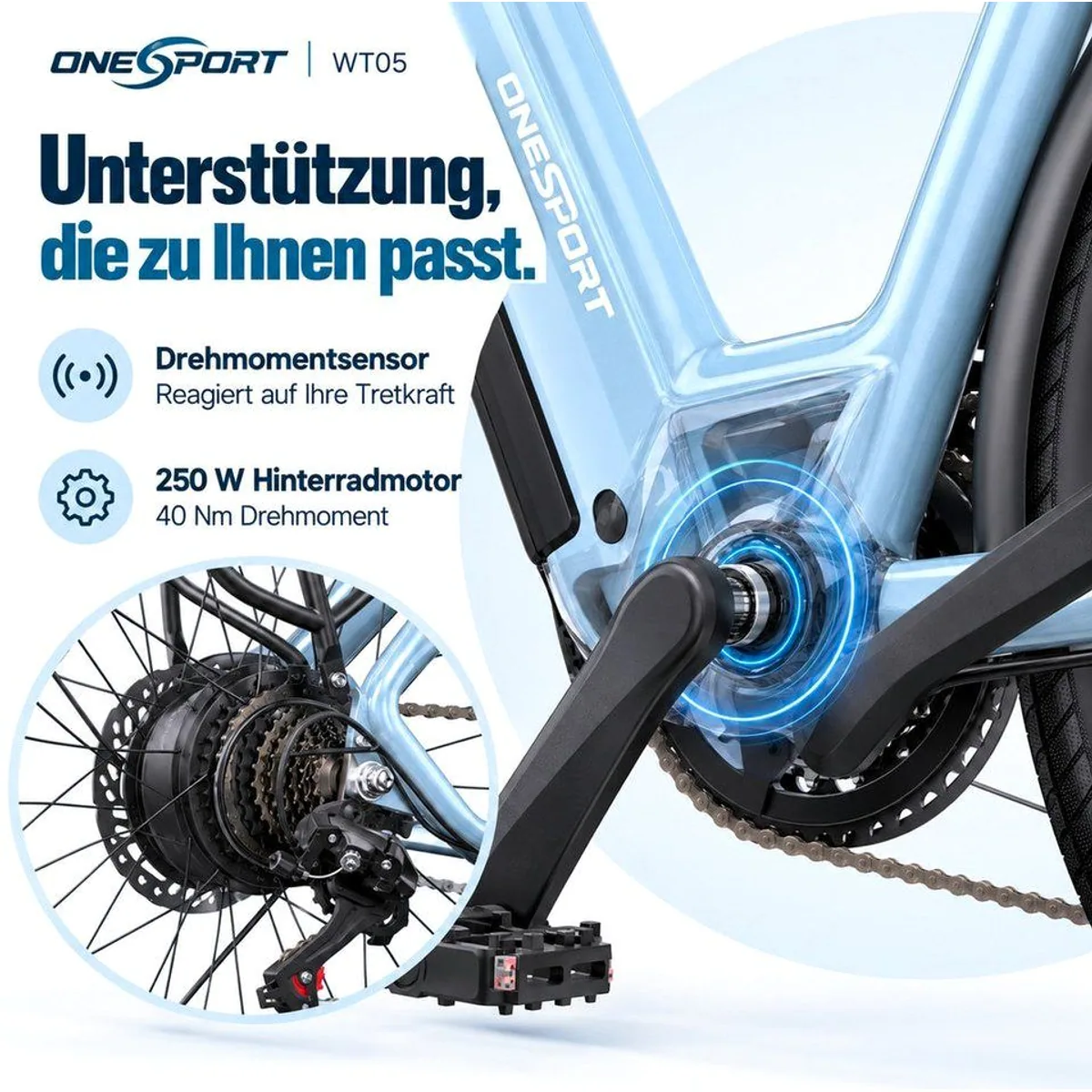 Vankel E-Citybike OT05, 655Wh Akku, 7-Gang Shimano, 250W Heckmotor 4