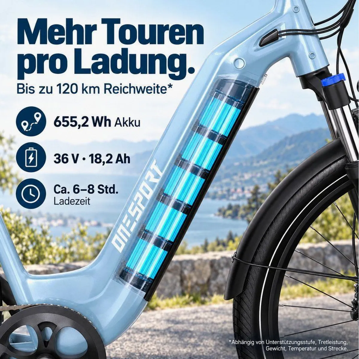 Vankel E-Citybike OT05, 655Wh Akku, 7-Gang Shimano, 250W Heckmotor 5
