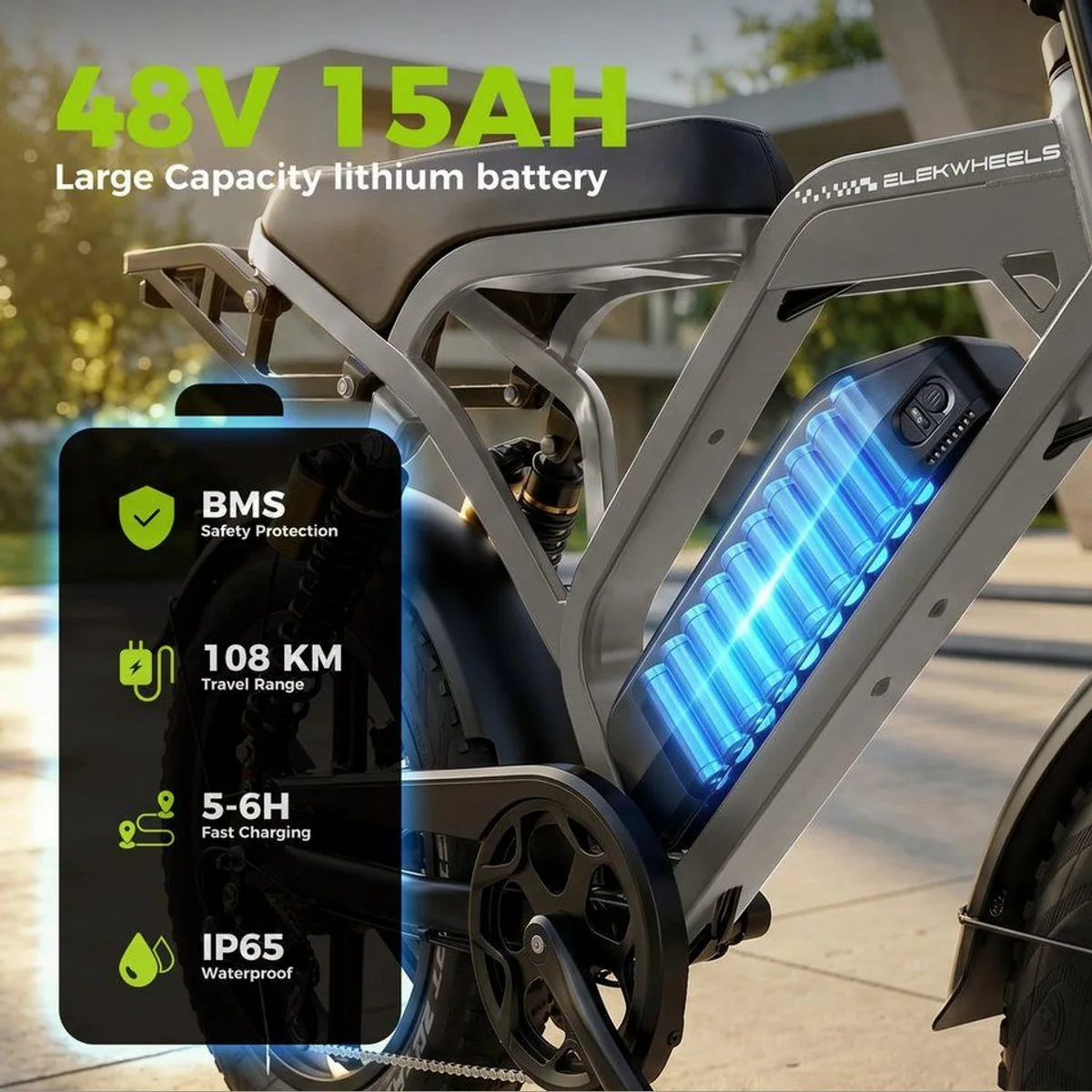 Vankel E-Bike E7-2.0, kraftvoller 250W Motor, bis 108 km Reichweite, 20" Fettreifen 4