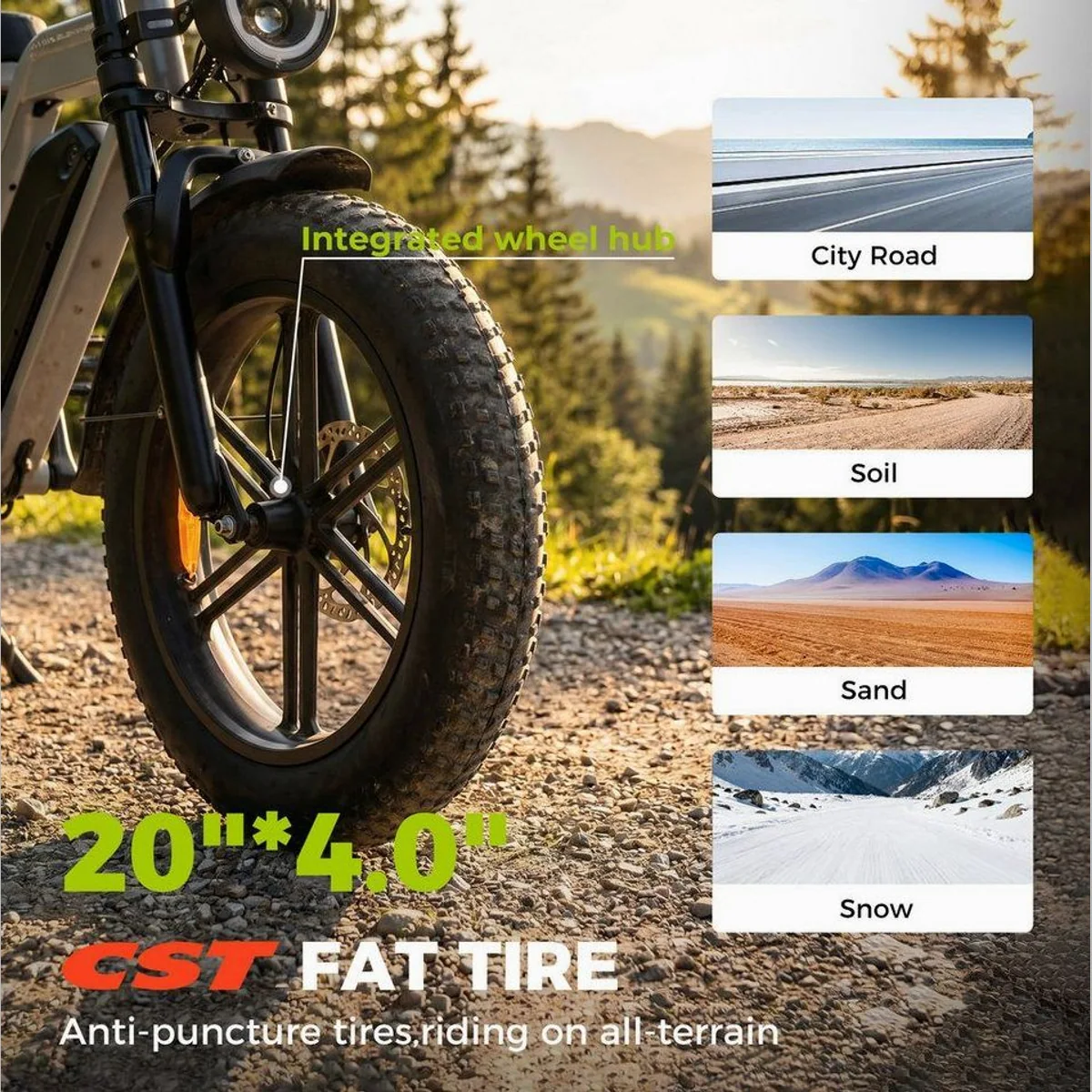 Vankel E-Bike E7-2.0, kraftvoller 250W Motor, bis 108 km Reichweite, 20" Fettreifen 5