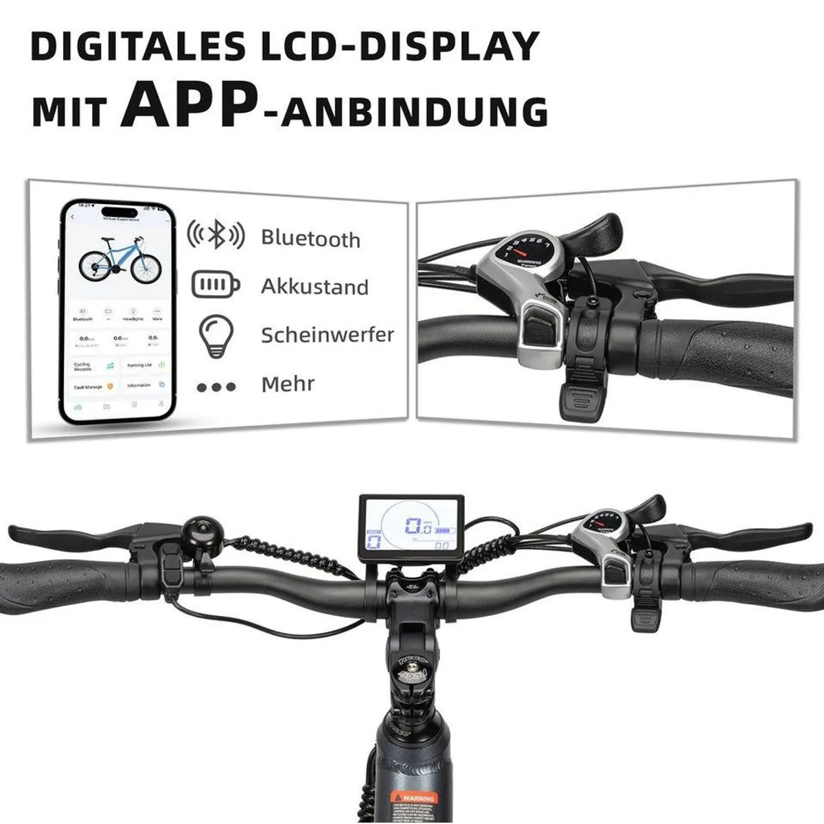 Vankel City E-Bike 26 Zoll, 250W Heckmotor, 450Wh Akku, App-Steuerung 4