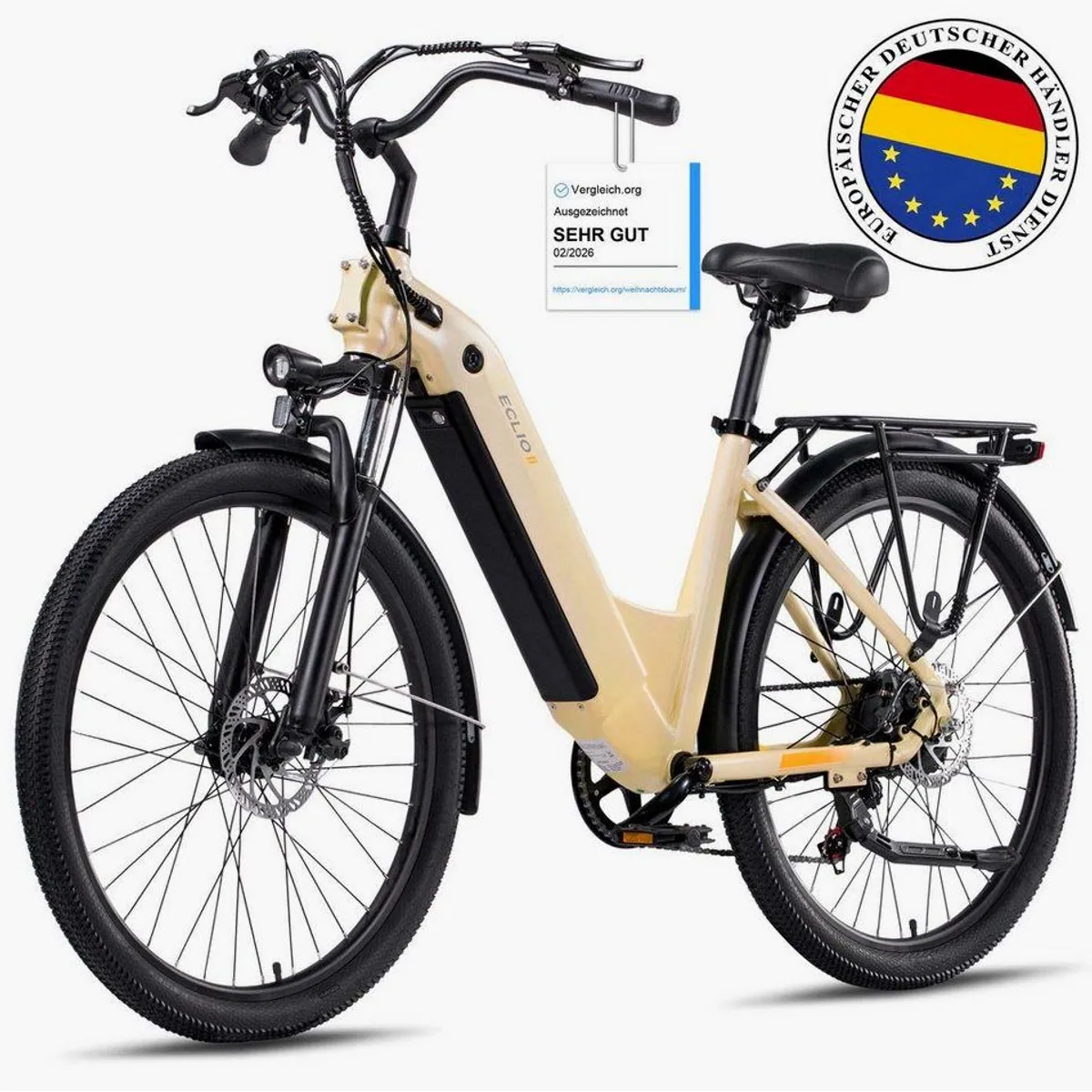Vankel Eclio Otium 3 City-E-Bike, 250W Heckmotor, 120 km Reichweite, Shimano 7-Gang-Schaltung