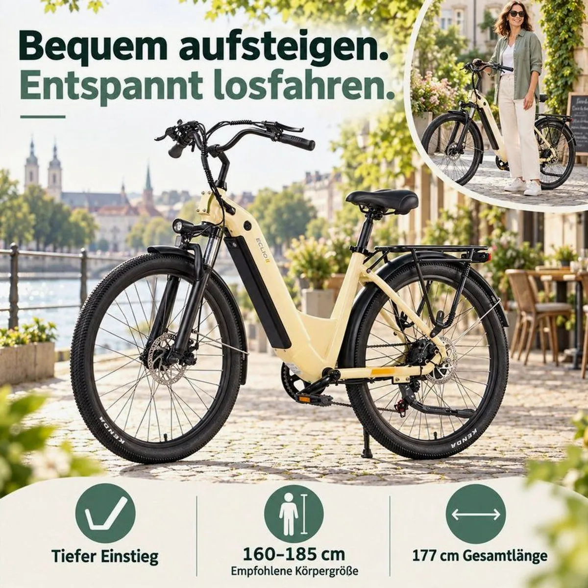 Vankel Eclio Otium 3 City-E-Bike, 250W Heckmotor, 120 km Reichweite, Shimano 7-Gang-Schaltung 3
