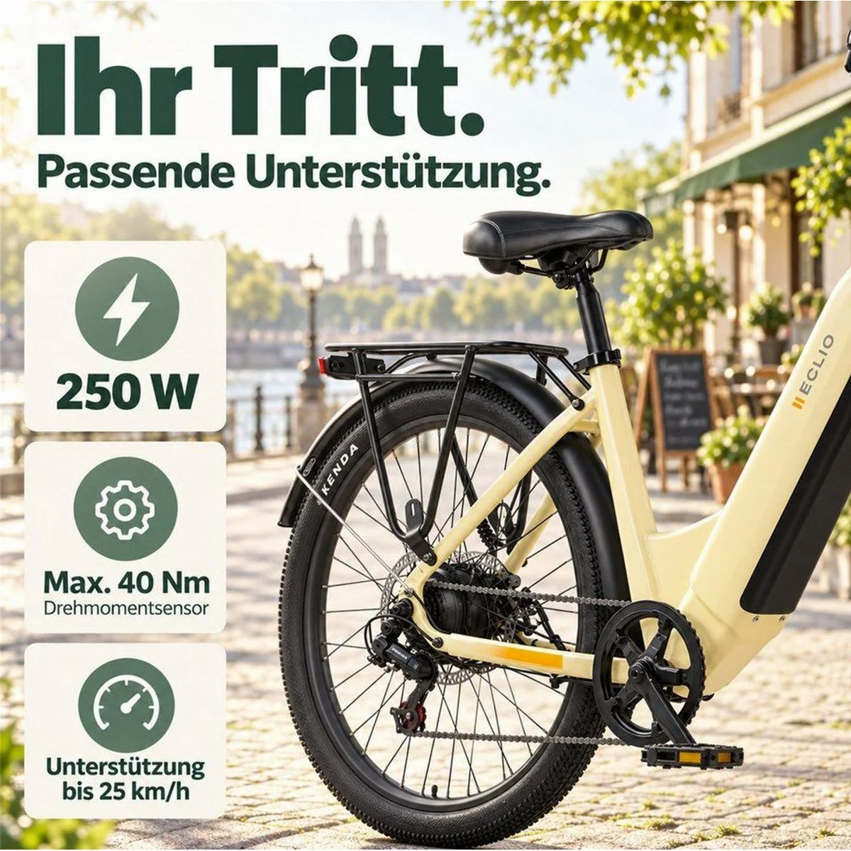Vankel Eclio Otium 3 City-E-Bike, 250W Heckmotor, 120 km Reichweite, Shimano 7-Gang-Schaltung 5