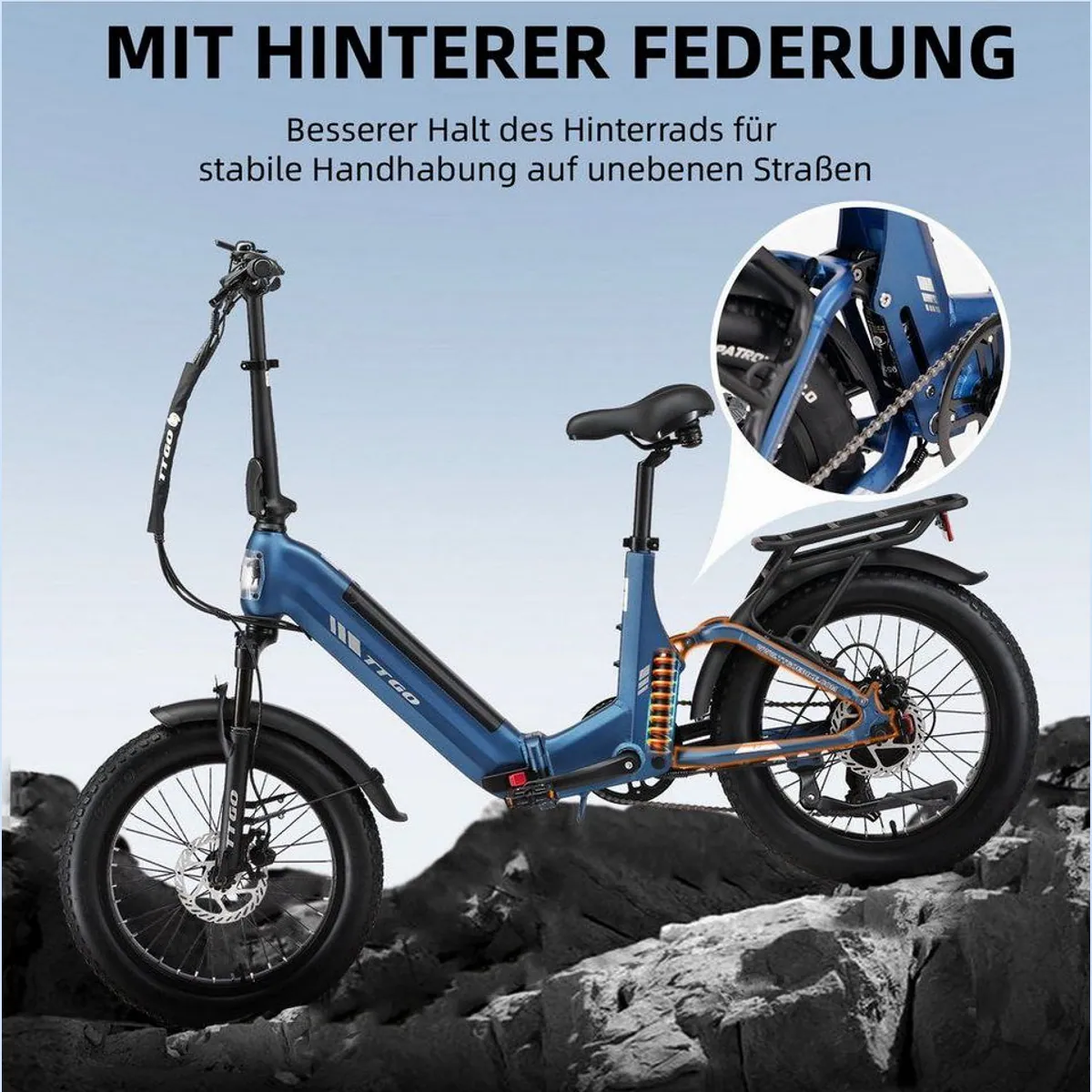 Vankel 20 Zoll Fully Klapprad, faltbar, 150 km Reichweite, 250 W Heckmotor 2