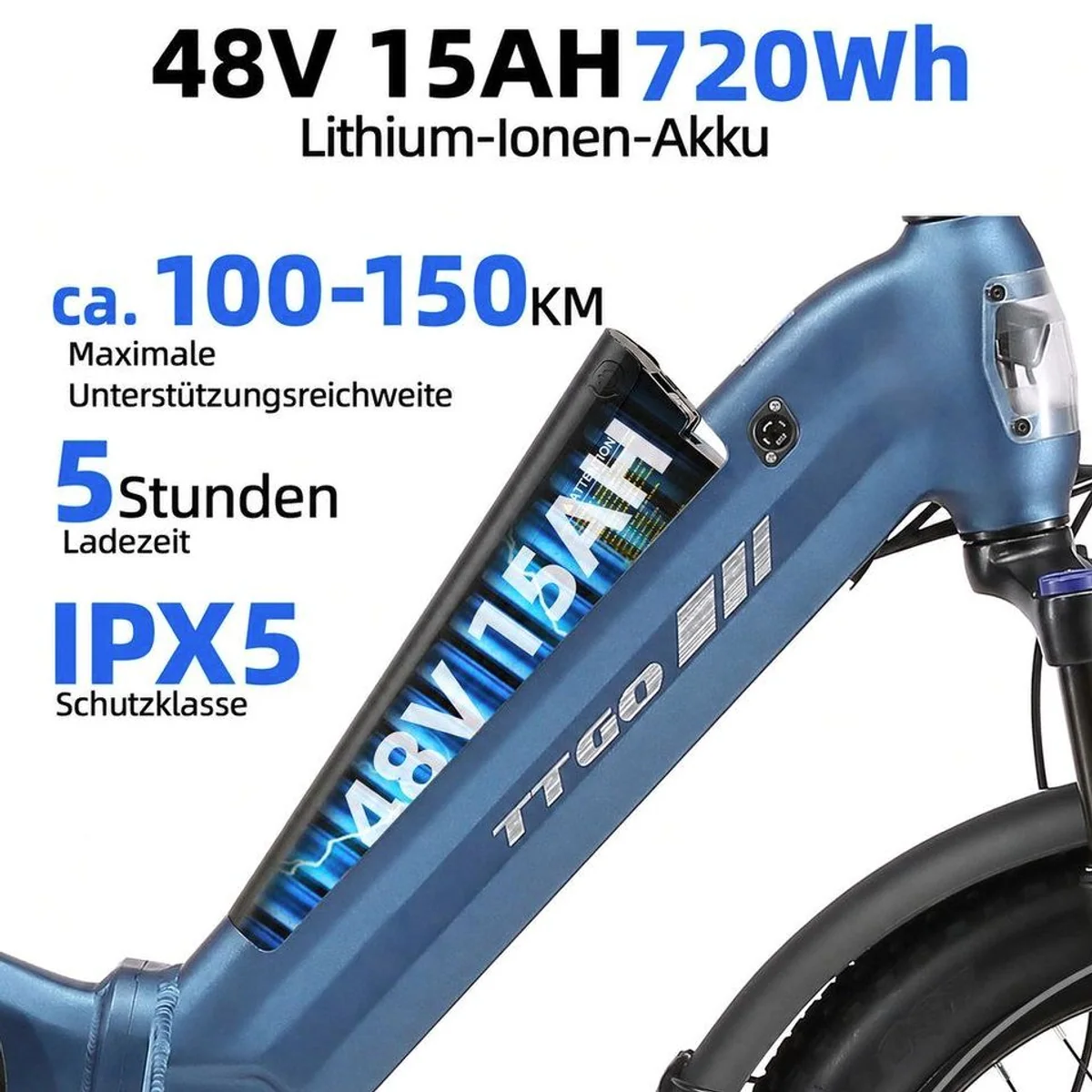 Vankel 20 Zoll Fully Klapprad, faltbar, 150 km Reichweite, 250 W Heckmotor 5
