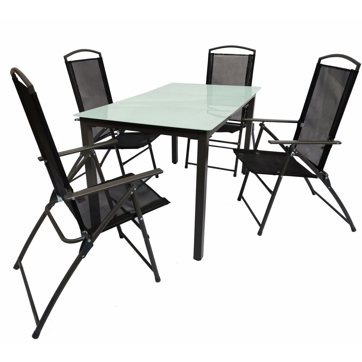 VCM Garlos 7-tlg Garten-Essgruppe, wetterfest, klappbare Stühle, Sicherheitsglas Tischplatte 2