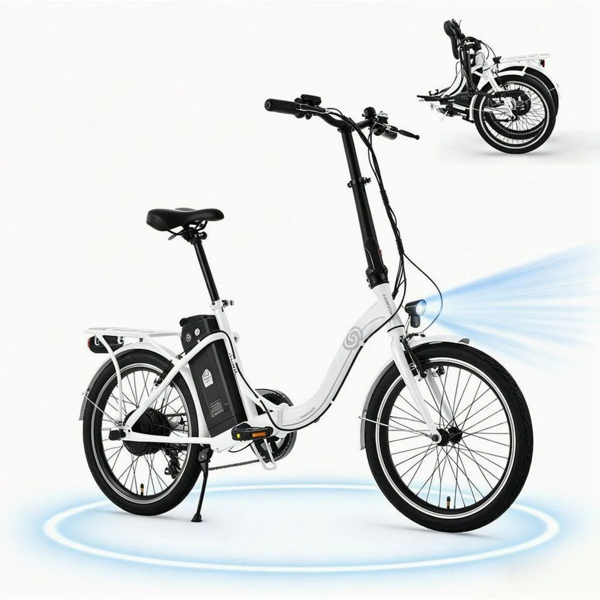 VECOCRAFT E-Bike Faltrad, kraftvoller Heckmotor, abnehmbarer Akku, faltbar — max. 80 km Reichweite