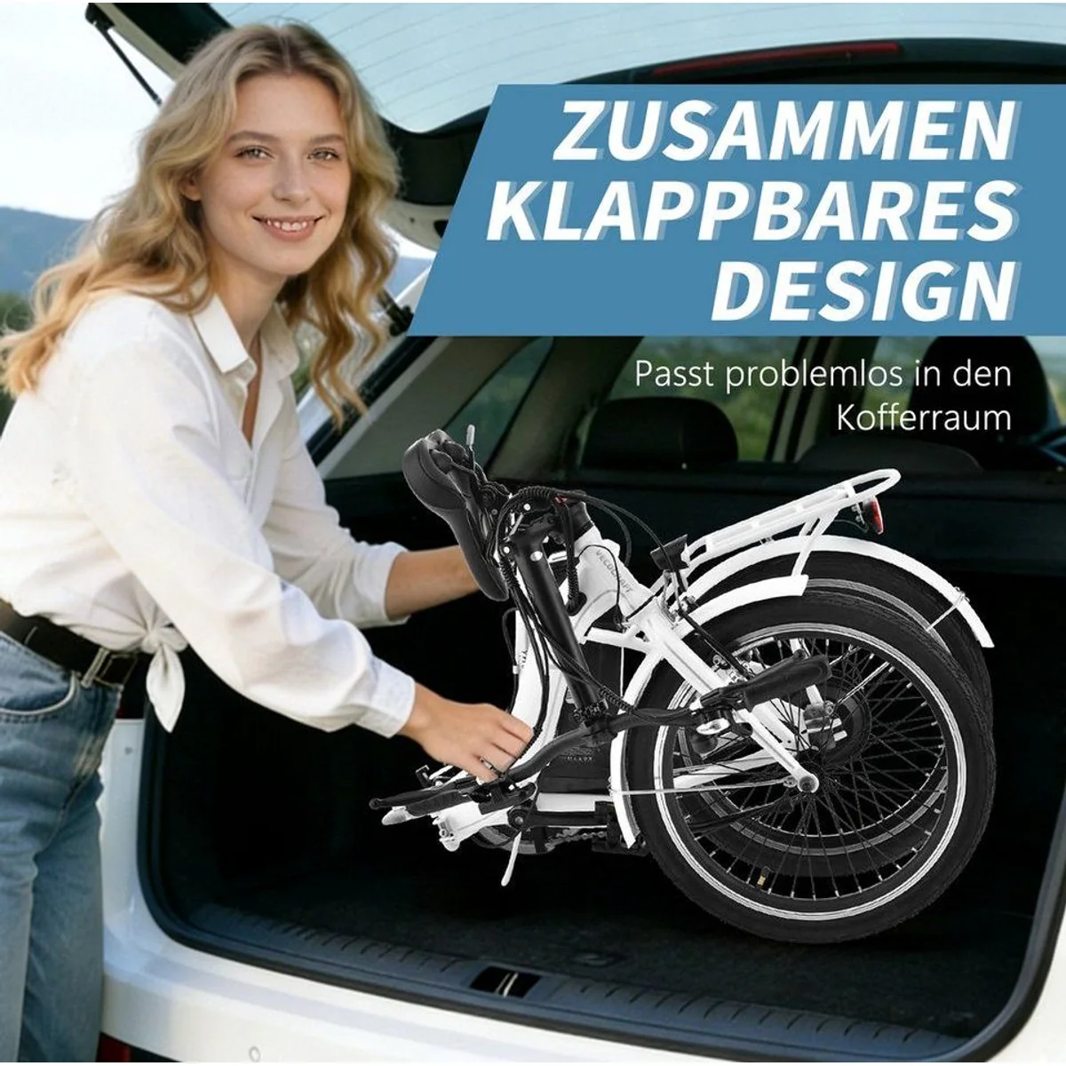 VECOCRAFT E-Bike Faltrad, kraftvoller Heckmotor, abnehmbarer Akku, faltbar — max. 80 km Reichweite 4