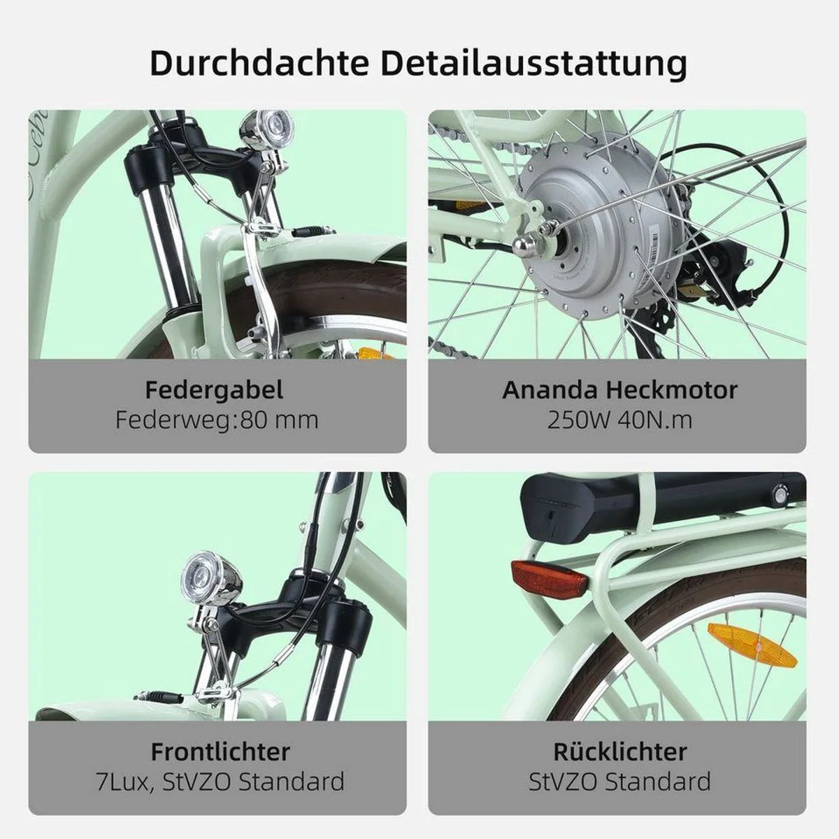 VECOCRAFT E-Bike Cityrad 28’’, 250W Motor, 36V 10Ah Akku, 7-Gang Shimano 4