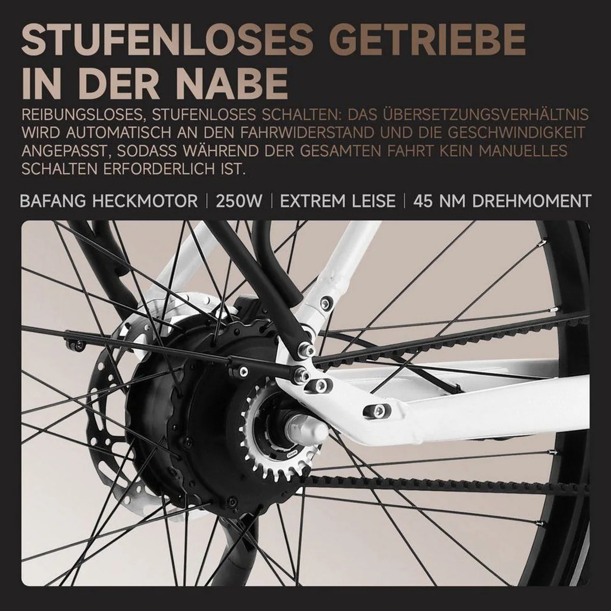 VECOCRAFT LUNA 2.0 E-Bike, stufenloses Antriebssystem, GATES Riemenantrieb, 360Wh Akku 2