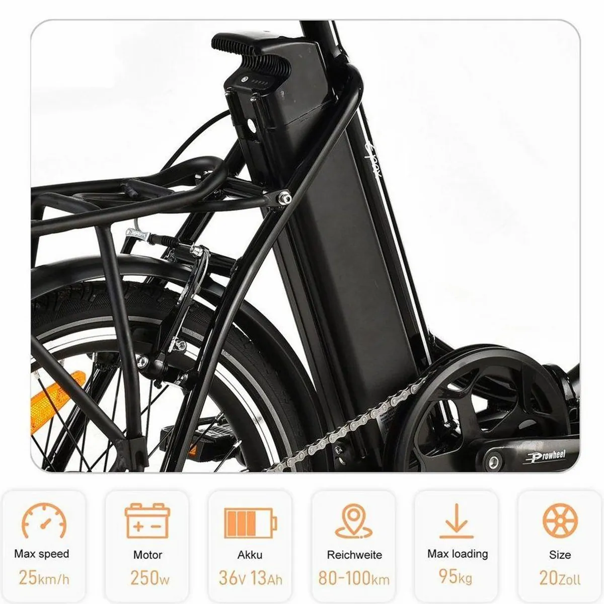 VECOCRAFT E-Pax 20" Klapprad, 250W Motor, 13Ah Akku, 7-Gang Shimano 2