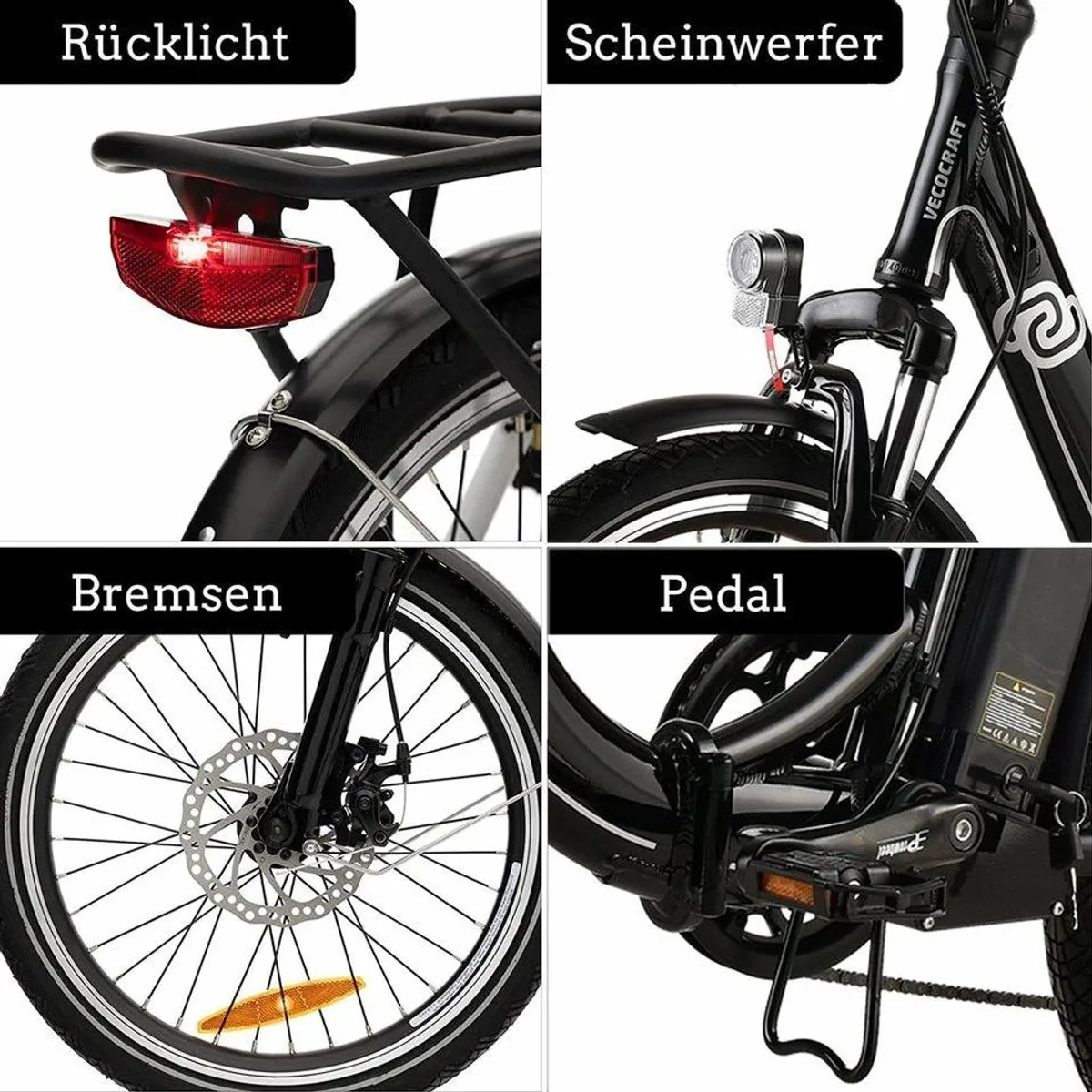 VECOCRAFT E-Pax 20" Klapprad, 250W Motor, 13Ah Akku, 7-Gang Shimano 3