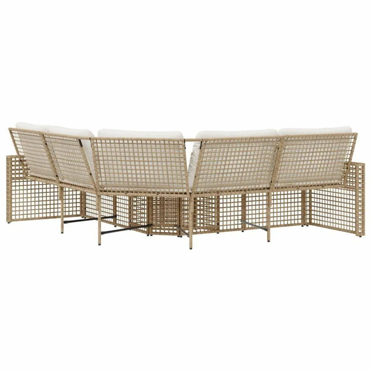 vidaXL Loungesofa L-Form, bequem mit Kissen und Fußhocker — witterungsbeständig, stabil, pflegeleicht 4