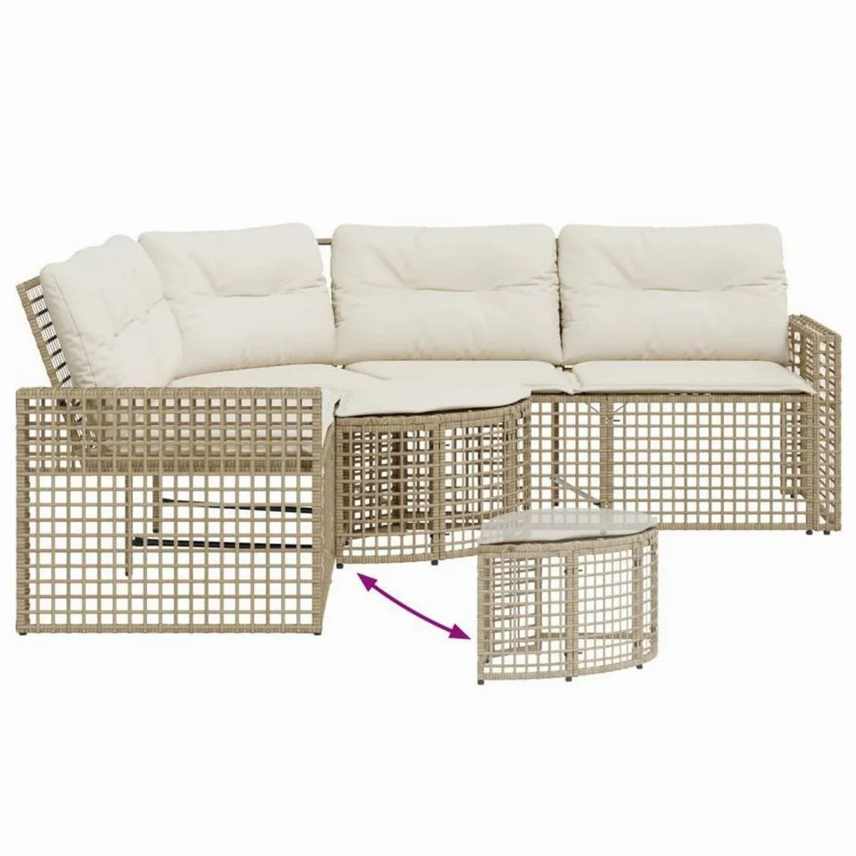 vidaXL Loungesofa L-Form, bequem mit Kissen und Fußhocker — witterungsbeständig, stabil, pflegeleicht 5