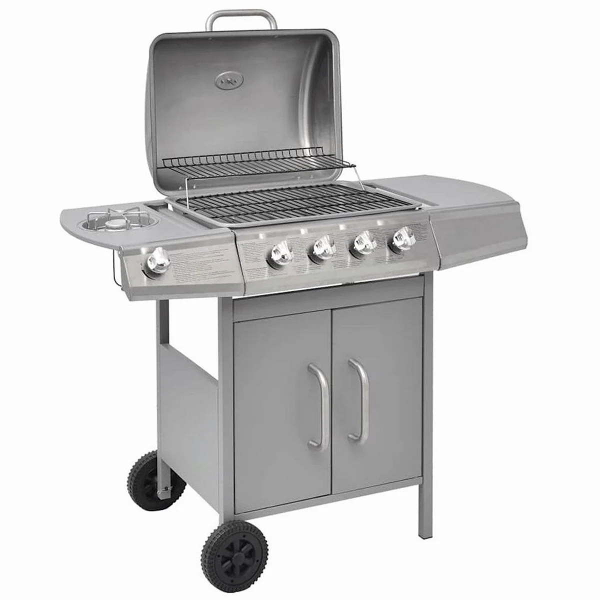 vidaXL Gasgrill 4+1 Flammen, große Grillfläche, integriertes Thermometer