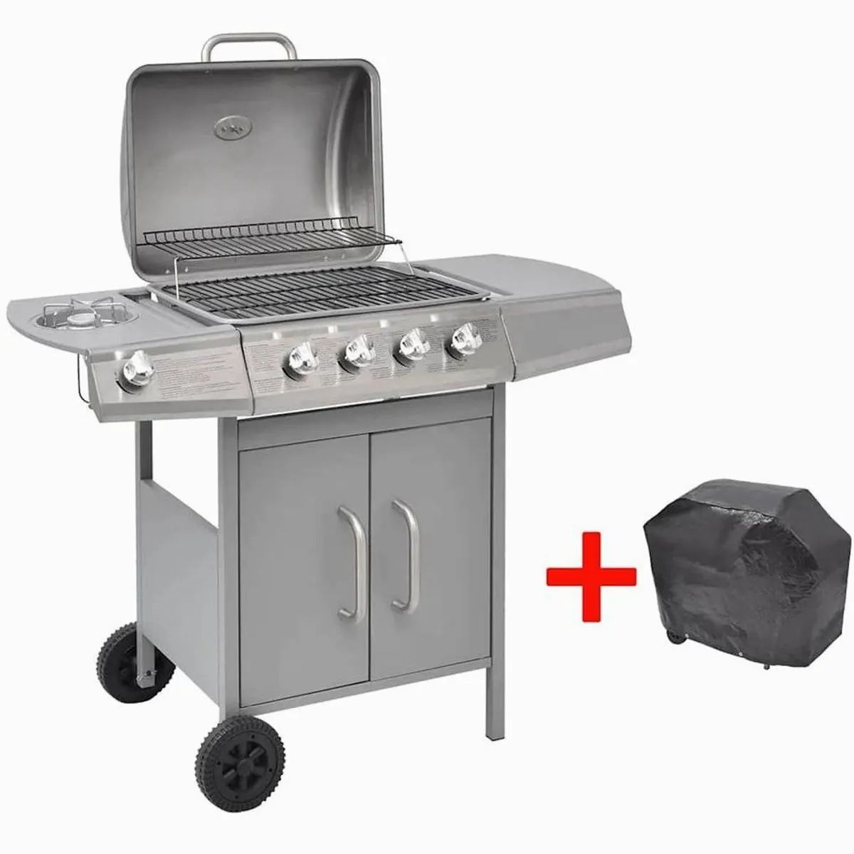 vidaXL Gasgrill 4+1 Flammen, große Grillfläche, integriertes Thermometer 4