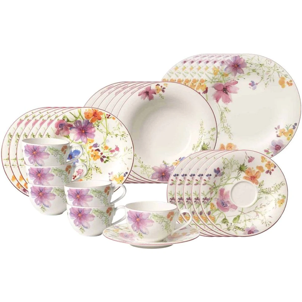 Villeroy & Boch Mariefleur Basic Kombiservice, 30-tlg., für 6 Personen, Porzellan