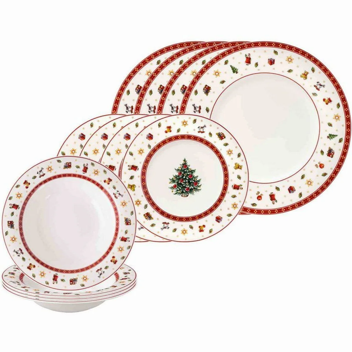 Villeroy & Boch Toy's Delight Tellerset, 12-teilig, festliche Eleganz für 4 Personen