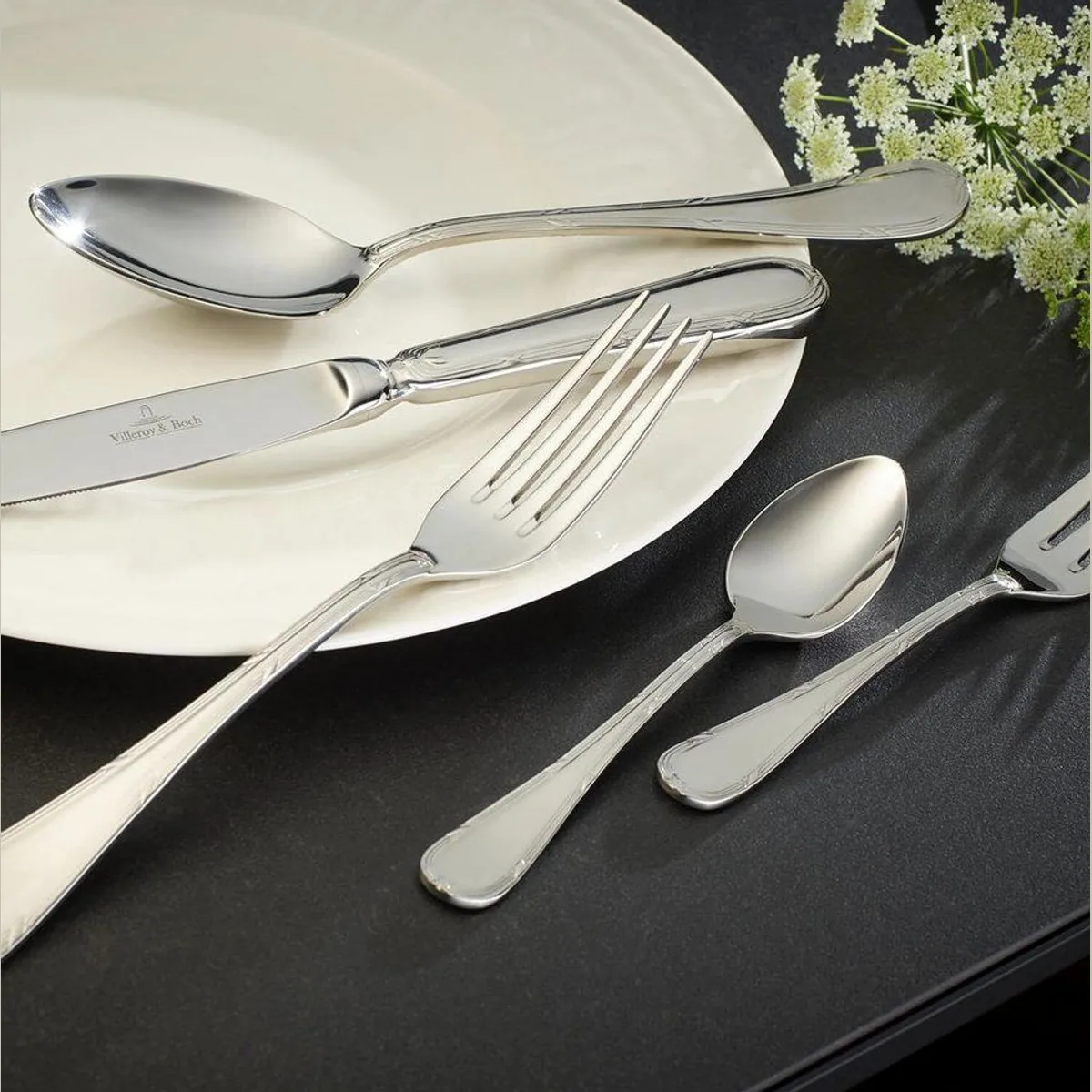 Villeroy & Boch Kreuzband Septfontaines Besteck-Set, 113-teilig, Edelstahl, spülmaschinenfest 2