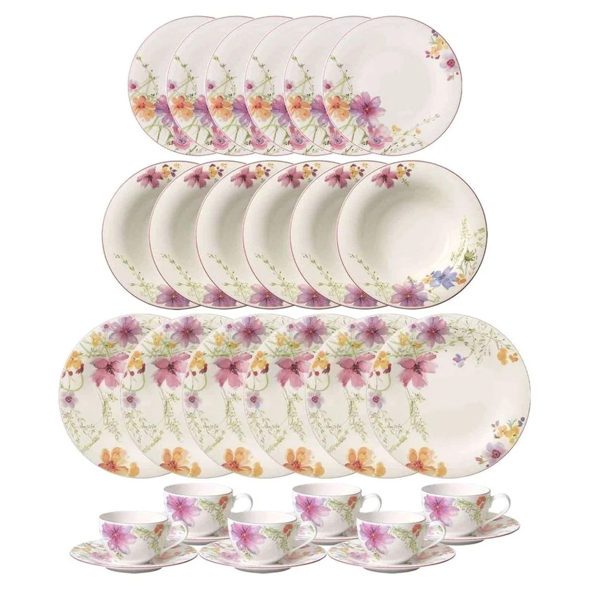 Villeroy & Boch Mariefleur Basic Geschirr-Set, 30-teilig, für 6 Personen, Porzellan