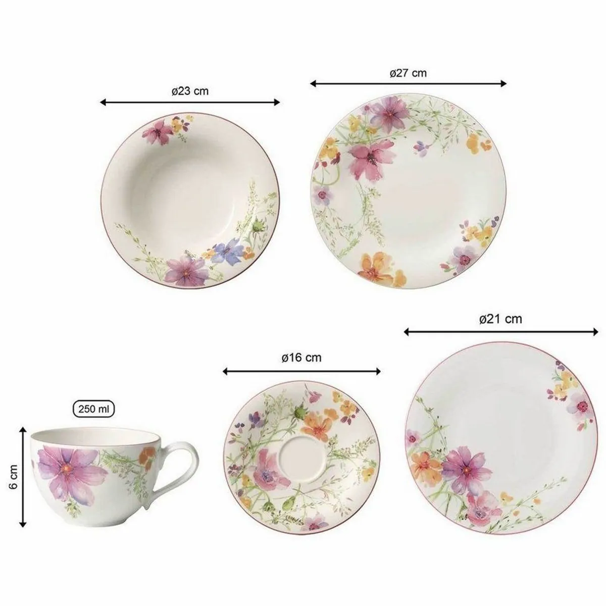 Villeroy & Boch Mariefleur Basic Geschirr-Set, 30-teilig, für 6 Personen, Porzellan 2