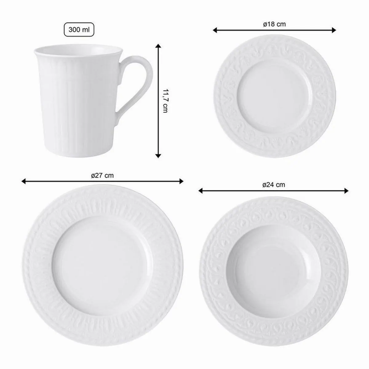 Villeroy & Boch Cellini Kombiservice, 24-teilig, für 6 Personen — Porzellan, spülmaschinenfest, mikrowellensicher 2