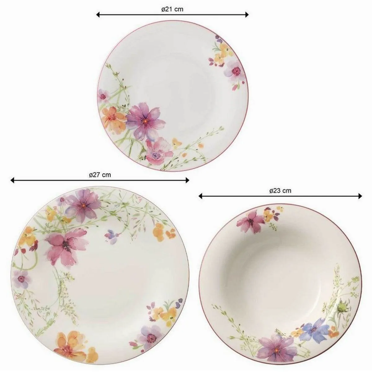 Villeroy & Boch Mariefleur Basic Teller-Set, 18-teilig, elegantes Blumendekor 2