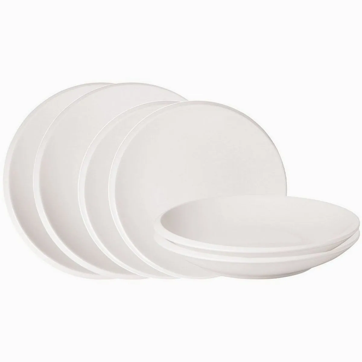Villeroy & Boch NewMoon Schalen- und Tellerset, 6-teilig für 2 Personen — elegantes Design, spülmaschinenfest, vielseitig einsetzbar