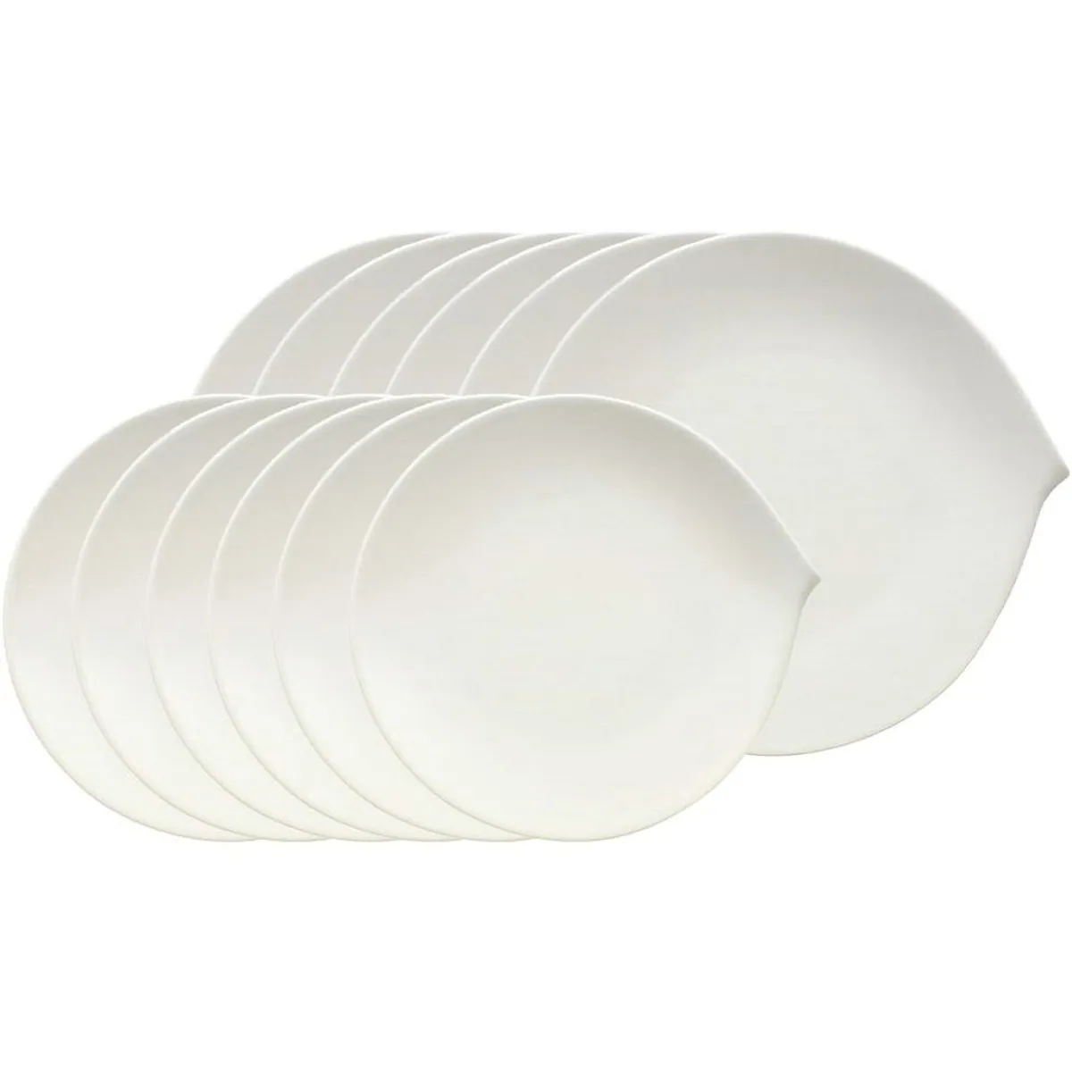 Villeroy & Boch Flow Teller-Set, 12-teilig, für 6 Personen, hochwertiges Porzellan