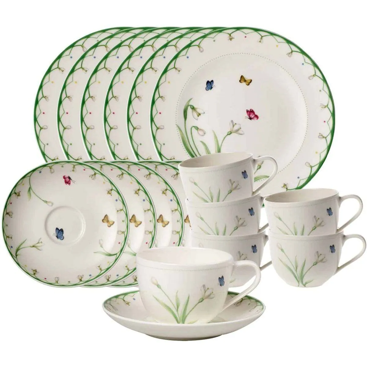 Villeroy & Boch Colourful Spring Kaffeeservice, 18-teilig für 6 Personen, Porzellan