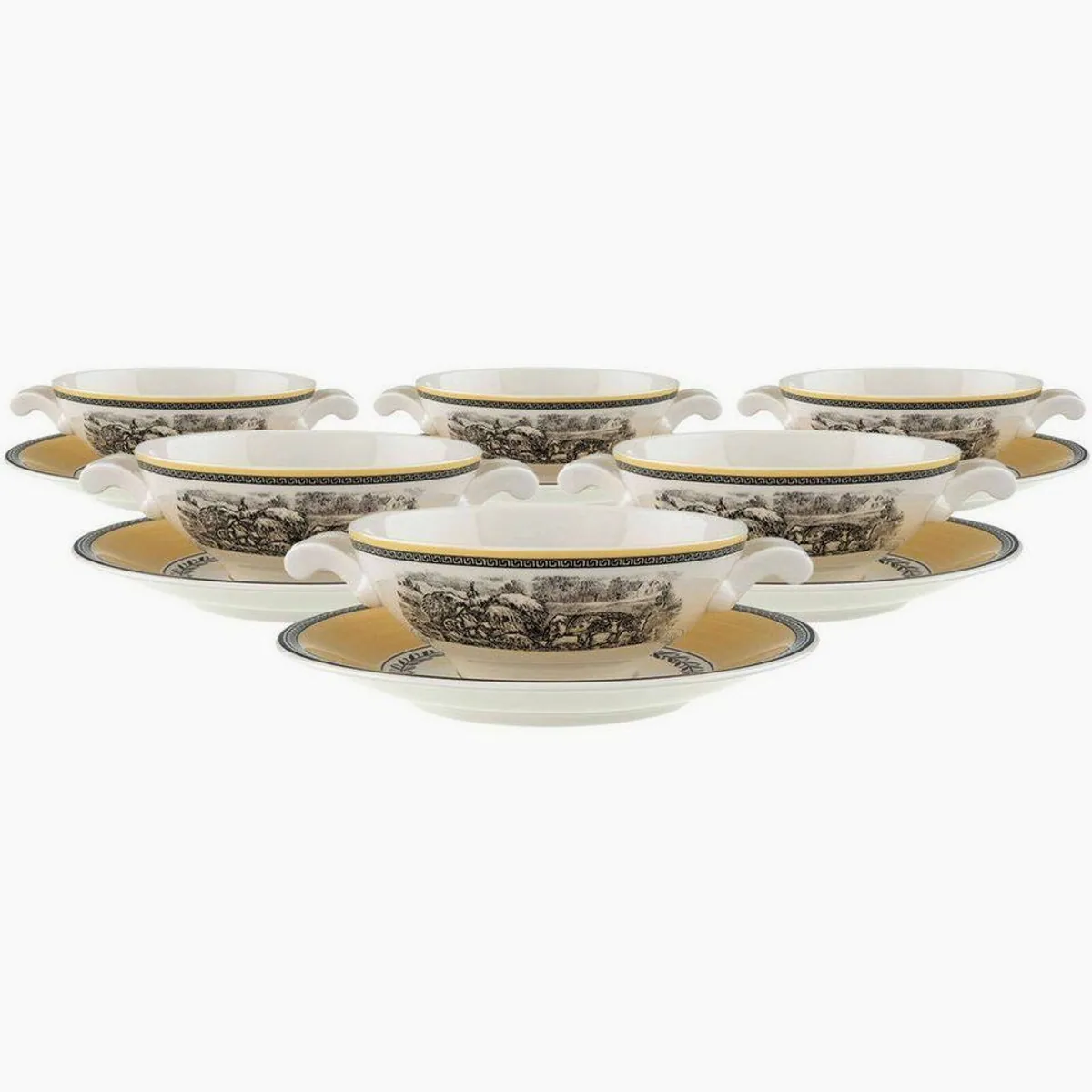 Villeroy Audun Ferme Suppenteller, rustikales Design, 6er Set
