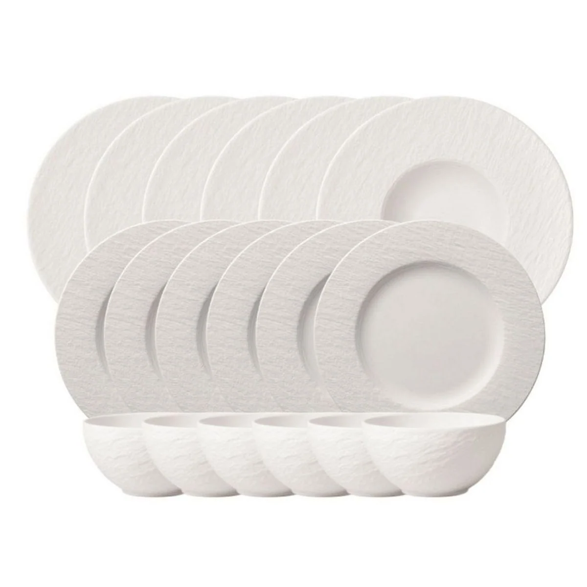 Villeroy & Boch Geschirr-Set Manufacture Rock blanc, modernes Design, 18-teilig