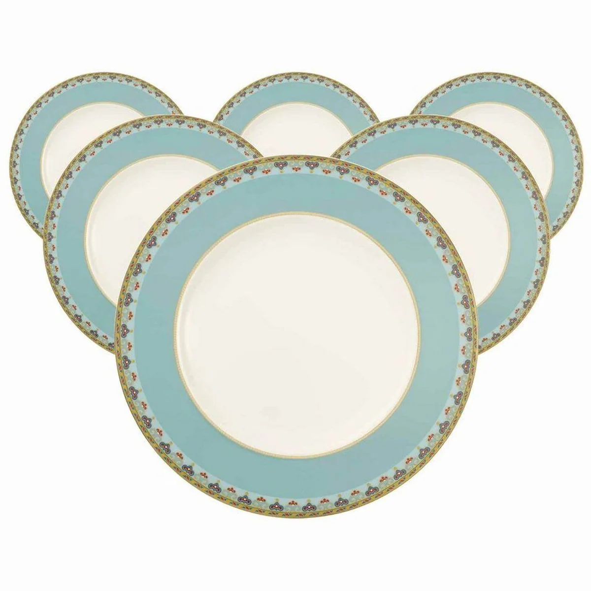 Villeroy Samarkand Aquamarin Speiseteller, stilvolles 6er Set — Ø 27,7 cm, spülmaschinenfest